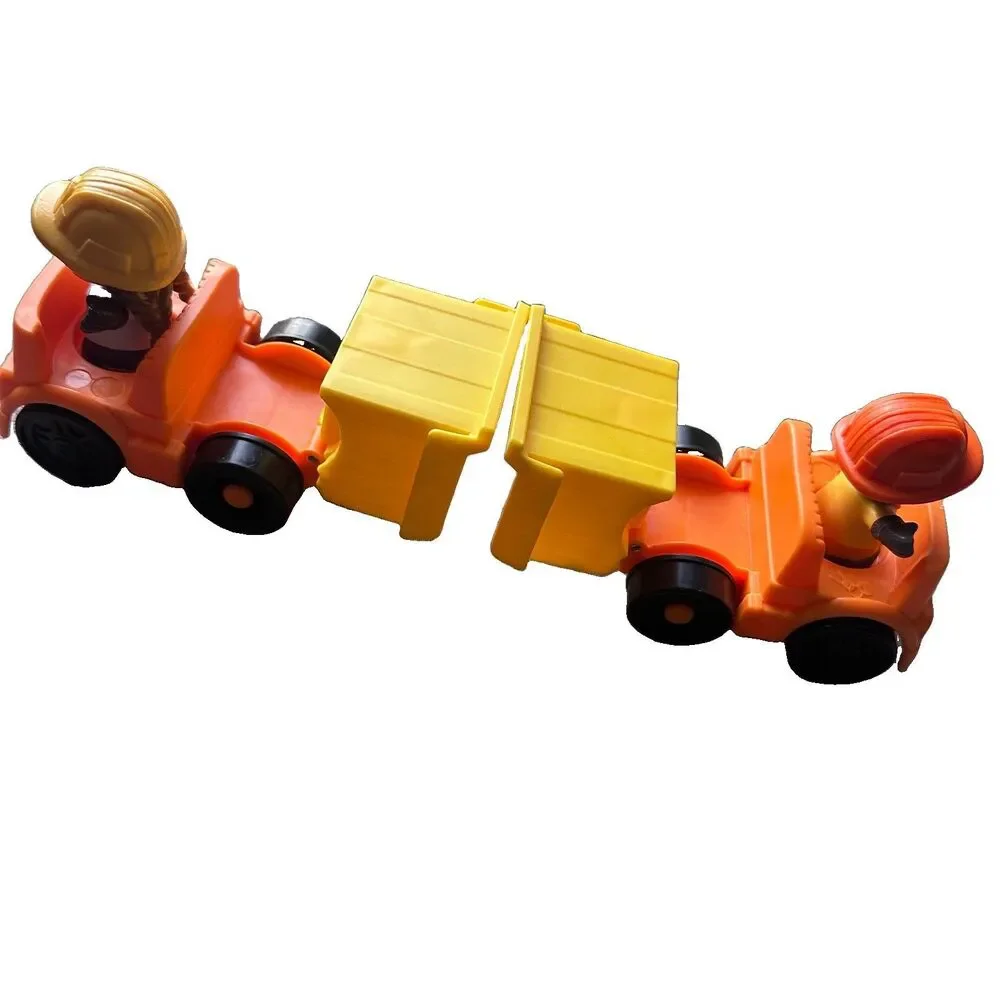 Fisher Price Little People Wheelies Dump Trucks Construction Workers Lot of 4